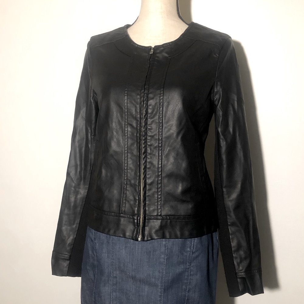 Apt9 faux / vegan leather black jacket size small